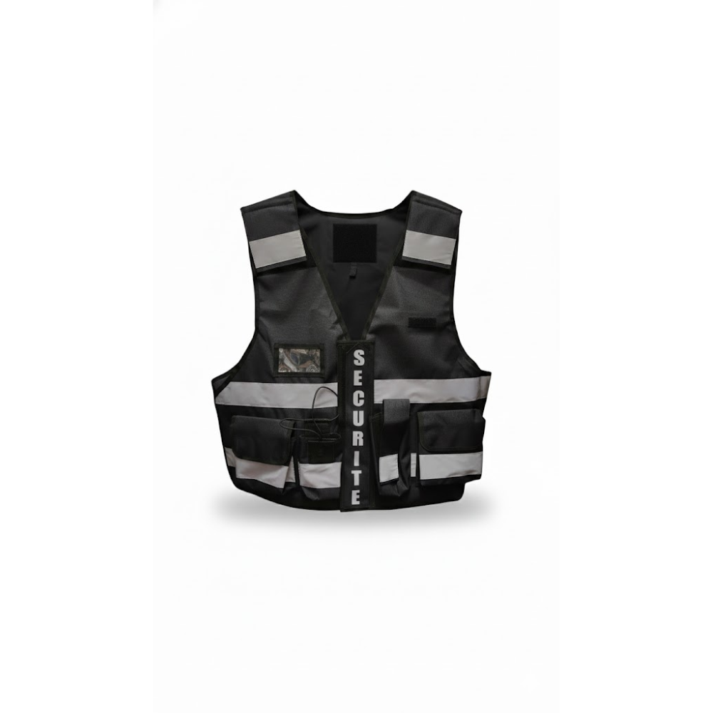 Gilet de Sécurité / Surveillance Haute Visibilité Professionnel Noir