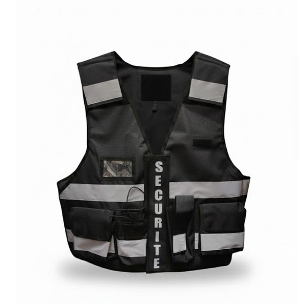 Gilet de Sécurité / Surveillance Haute Visibilité Professionnel Noir